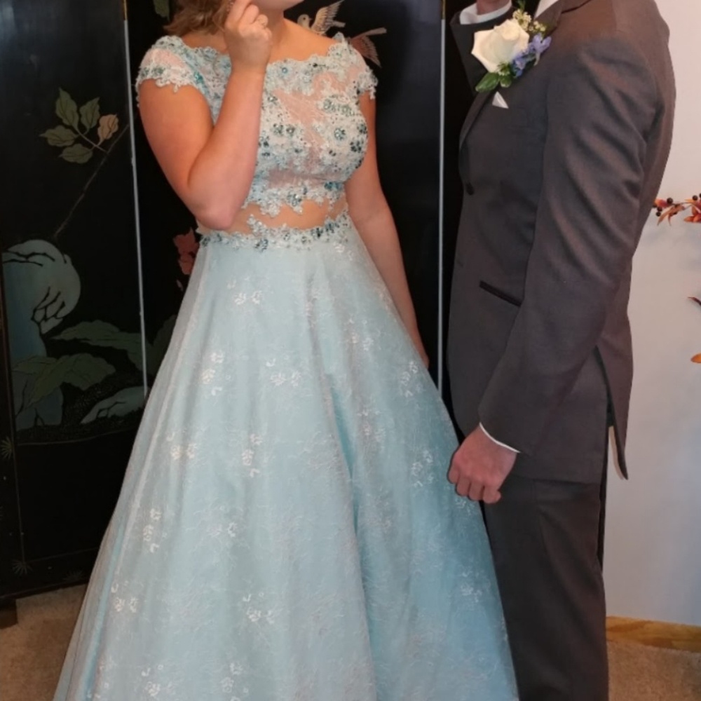 Light blue prom or pagent dress